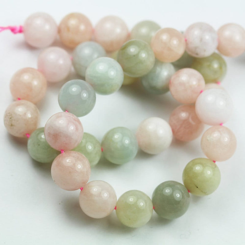 Beryl Mix, 8mm Aquamarine, Heliodor and morganite,  8mm round Mixed Gemstone , One full strand, hole 1mm,16"