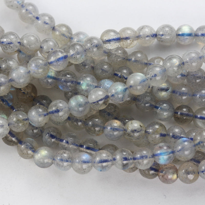 Labradorite, GradeA 4mm Round Gemstone Strand, 15.5 inch , about 100beads , 0.6mm hole