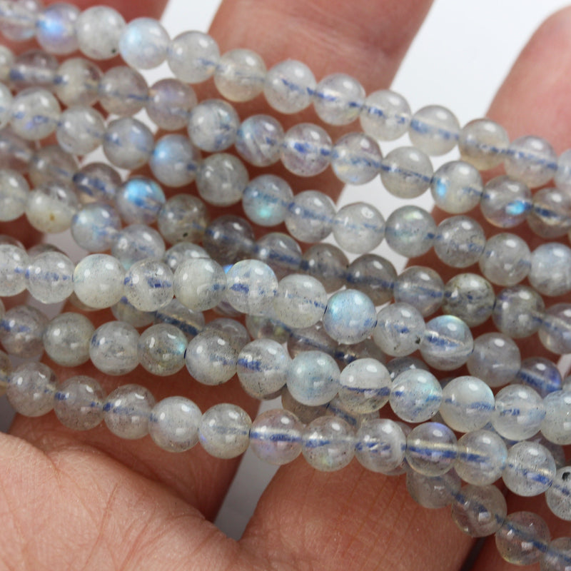 Labradorite, GradeA 4mm Round Gemstone Strand, 15.5 inch , about 100beads , 0.6mm hole