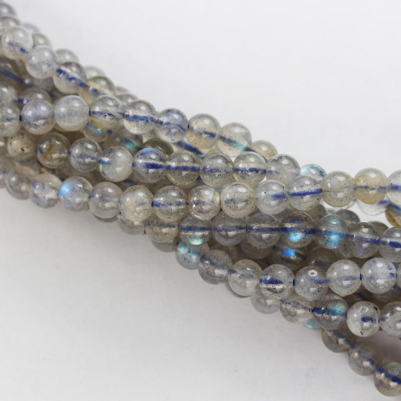 Labradorite, GradeA 4mm Round Gemstone Strand, 15.5 inch , about 100beads , 0.6mm hole