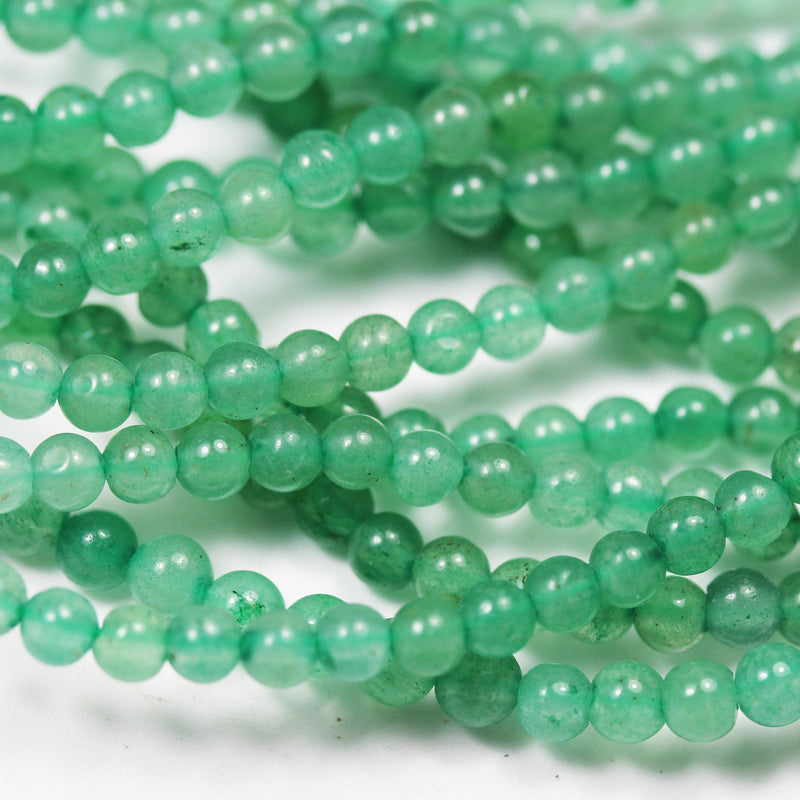 Green Aventurine, 4mm Round Gemstone Strand, 15.5inch , about 100 beads , 0.8mm hole