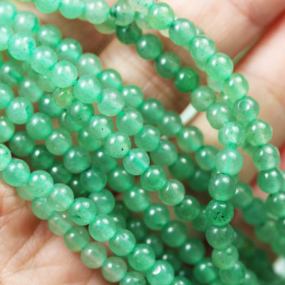 Green Aventurine, 4mm Round Gemstone Strand, 15.5inch , about 100 beads , 0.8mm hole