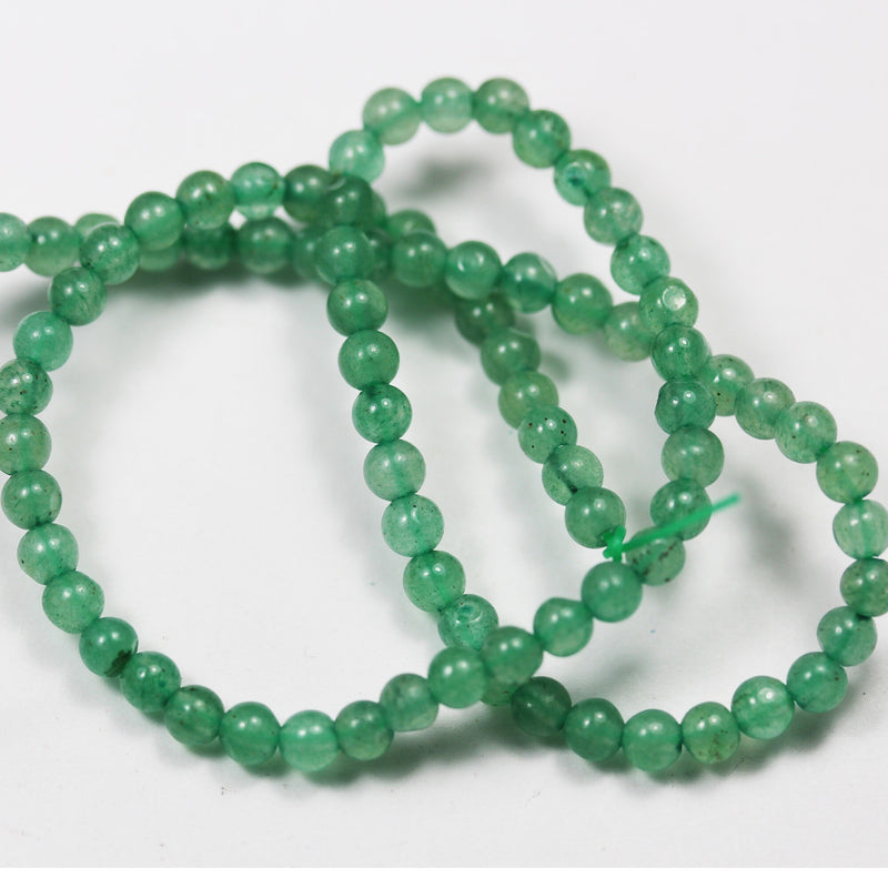 Green Aventurine, 4mm Round Gemstone Strand, 15.5inch , about 100 beads , 0.8mm hole