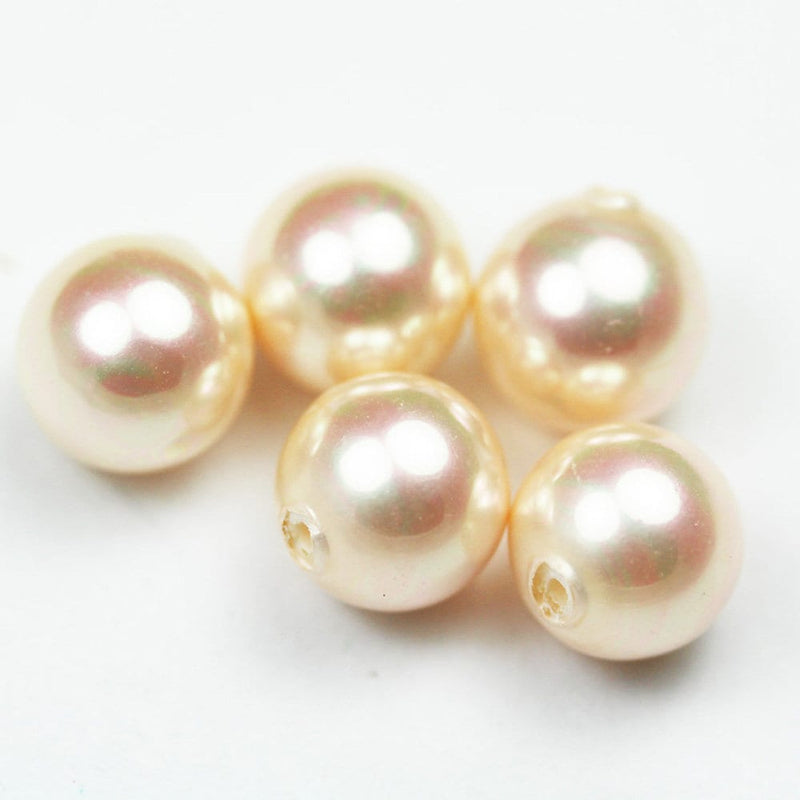 Shell Pearl, 2pairs 10mm Half Drilled Pink Round, for Making earring/Ring , hole 1mm