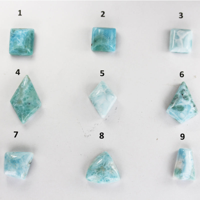 100% Natural Dominican Larimar Rectangle Loose Gemstones Pendant Beads ( no hole) ,13-20mm*14-28mm, 2.4-4.5g each piece