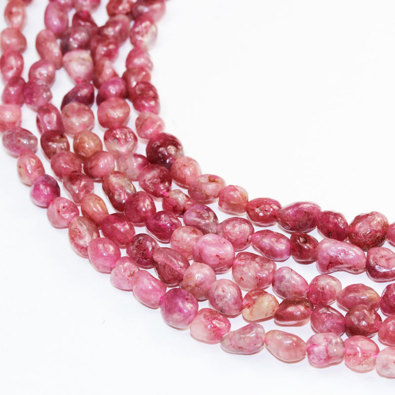 Pink Tourmaline ,6*7mm Nugget ,One Full strand Natural Nugget Shape Gemstone Beads,16", 0.8mm hole