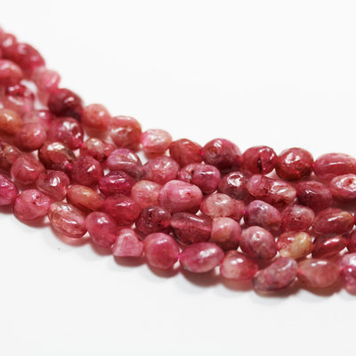 Pink Tourmaline ,6*7mm Nugget ,One Full strand Natural Nugget Shape Gemstone Beads,16", 0.8mm hole