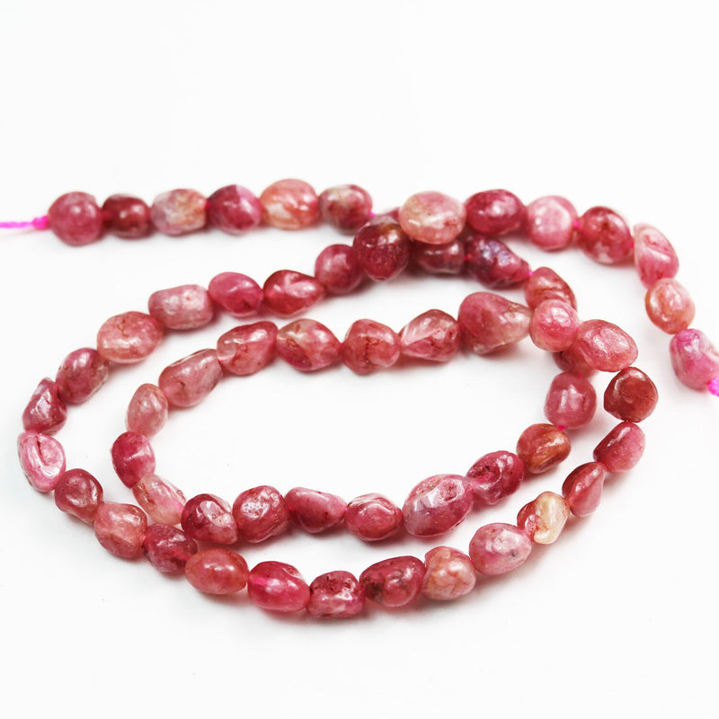 Pink Tourmaline ,6*7mm Nugget ,One Full strand Natural Nugget Shape Gemstone Beads,16", 0.8mm hole