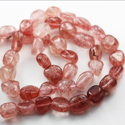 Natural Strawberry Quartz,10mm*8mm Natural nugget shape Gemstone Nugget, 16 inch , 1mm hole