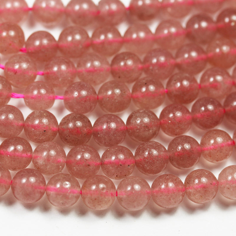 Natural Strawberry Quartz,6mm Round Natural  Gemstone Strands, 16 inch , 0.6mm hole, about 60 beads