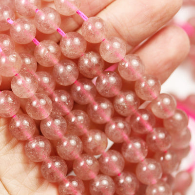 Natural Strawberry Quartz,6mm Round Natural  Gemstone Strands, 16 inch , 0.6mm hole, about 60 beads