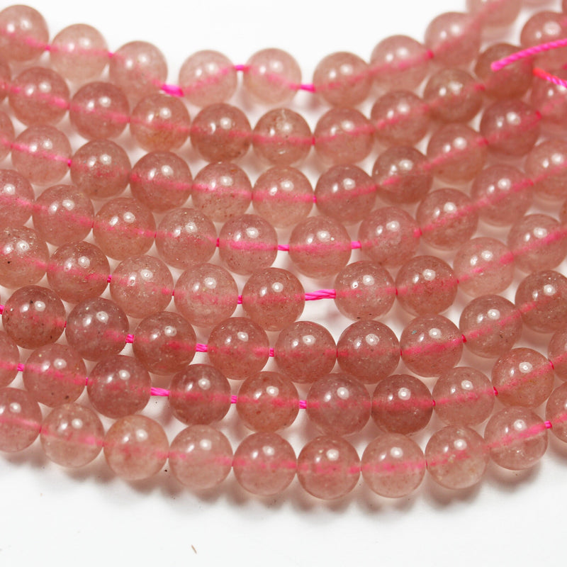 Natural Strawberry Quartz,6mm Round Natural  Gemstone Strands, 16 inch , 0.6mm hole, about 60 beads