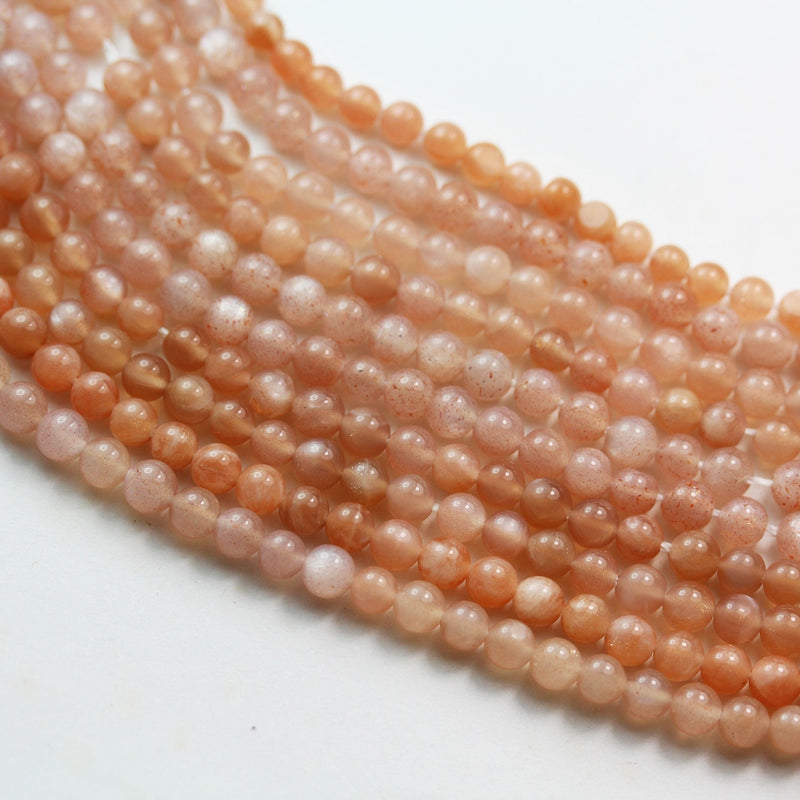 Orange Moonstone,  4mm Round Gemstone Strand,One full strand, hole 0.6mm, about 100 beads