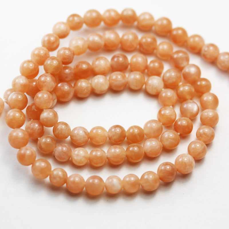 Orange Moonstone,  4mm Round Gemstone Strand,One full strand, hole 0.6mm, about 100 beads