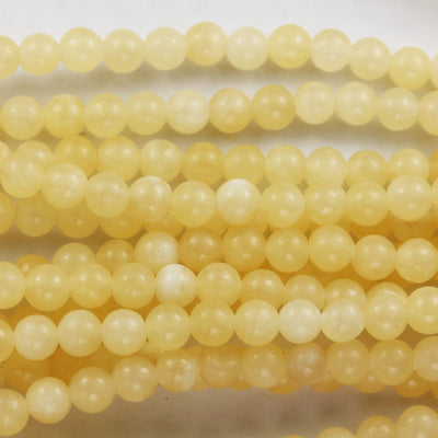 Yellow Jade, 4mm Round Gemstone Strand, 15.5 inch , about 90 beads , 1mm hole