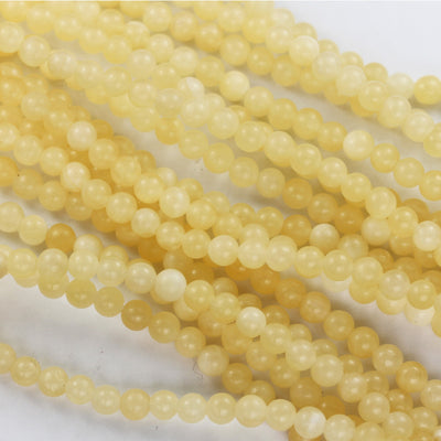 Yellow Jade, 4mm Round Gemstone Strand, 15.5 inch , about 90 beads , 1mm hole