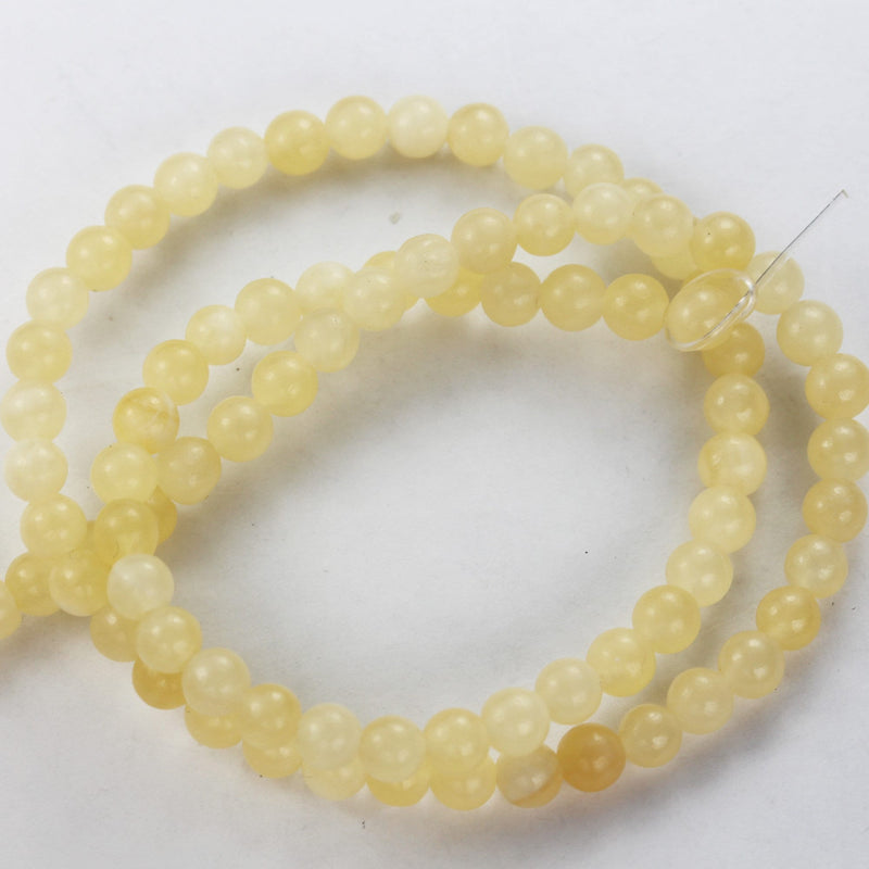 Yellow Jade, 4mm Round Gemstone Strand, 15.5 inch , about 90 beads , 1mm hole