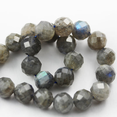 Natural labradorite, 8mm Faceted round  gemstone, 7.5inch, hole 1mm,24 beads