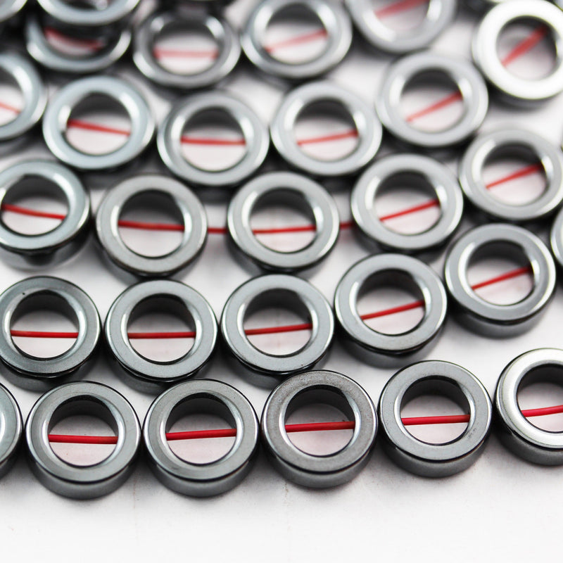 Hematite,8mm Donut Shape Natural Gemstone beads, hole 1mm,4mm inner size ,16", about 48beads