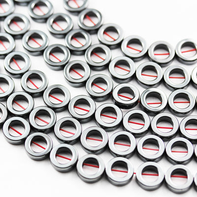 Hematite,8mm Donut Shape Natural Gemstone beads, hole 1mm,4mm inner size ,16", about 48beads