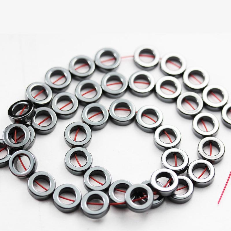 Hematite,8mm Donut Shape Natural Gemstone beads, hole 1mm,4mm inner size ,16", about 48beads