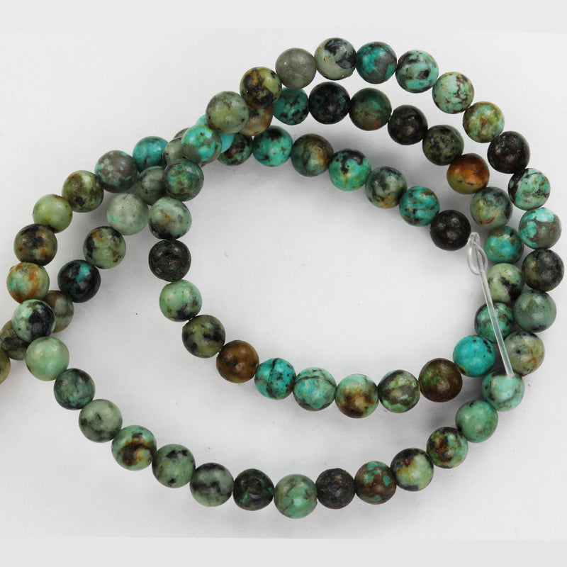 Africa Turquoise, 4mm Round  Gemstone Strand, 15.5inch ,Green &Brown color, hole 0.8 mm