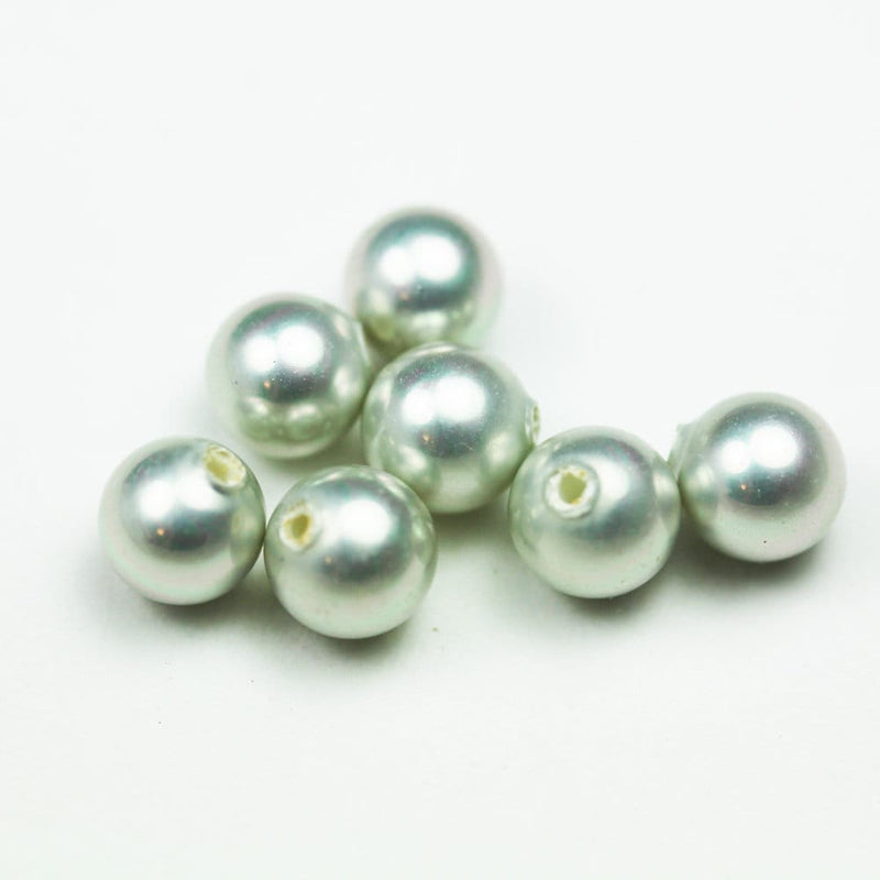 Shell Pearl, 3pairs 6mm Half Drilled Light Grey Round, for Making earring/Ring , hole 1mm