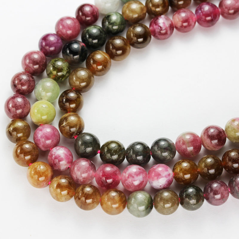 Natural Tourmaline, 6.5mm round Colorful Gemstone Beads, One Full strand, 15.5", about 65 beads