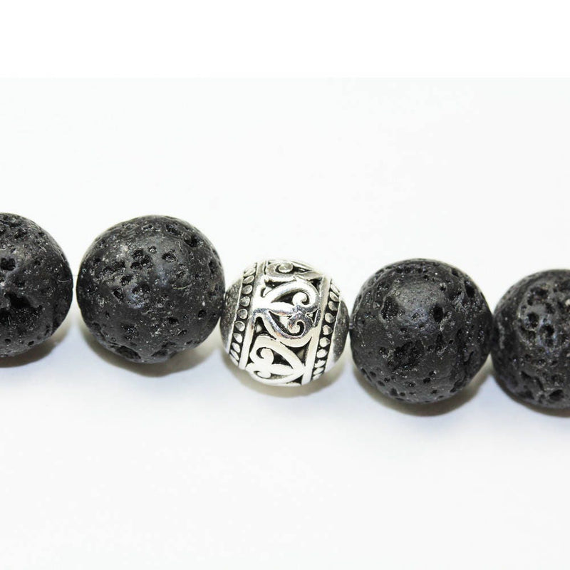 2pcs 9.5mm Antiqued 925 Sterling Silver,Oxidized Silver Jewellery findings Filigree Ball Beads, 10mm, hole 1mm