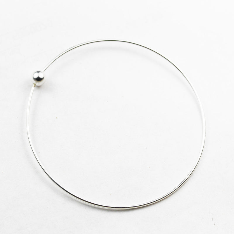 Silver Bracelet Bangle Bracelet 925 Sterling Silver with Open Screw for Easy Making Charm Bracelet ,1mm Wire, 7 inches