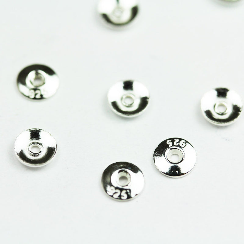 Bead Cap 20pcs 925 Sterling silver Jewelry Findings Bead cap,5mm Circle cap,1mm Height, 1mm hole