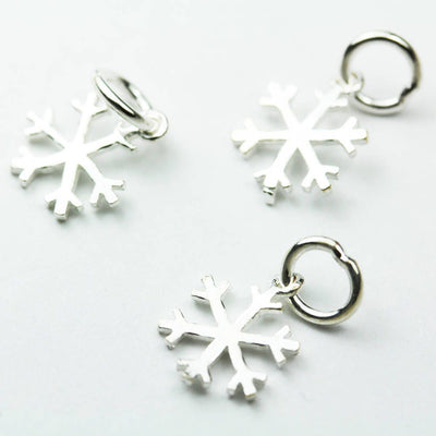 4pcs 925 Sterling Silver Jewellery findings Charm Beads , 9mm Snowflake