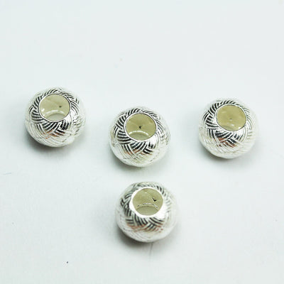 Spacer Beads 2pcs  925 Sterling Silver Jewellery findings Spacer Beads,10mm Rondelle, hole4mm