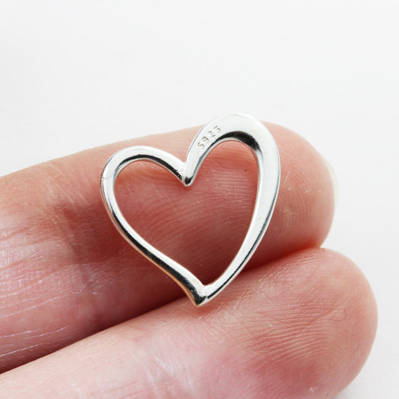 Charm 4pcs Heart 925 Sterling Silver Jewellery findings Charm Beads ,15*16mm Heart charm