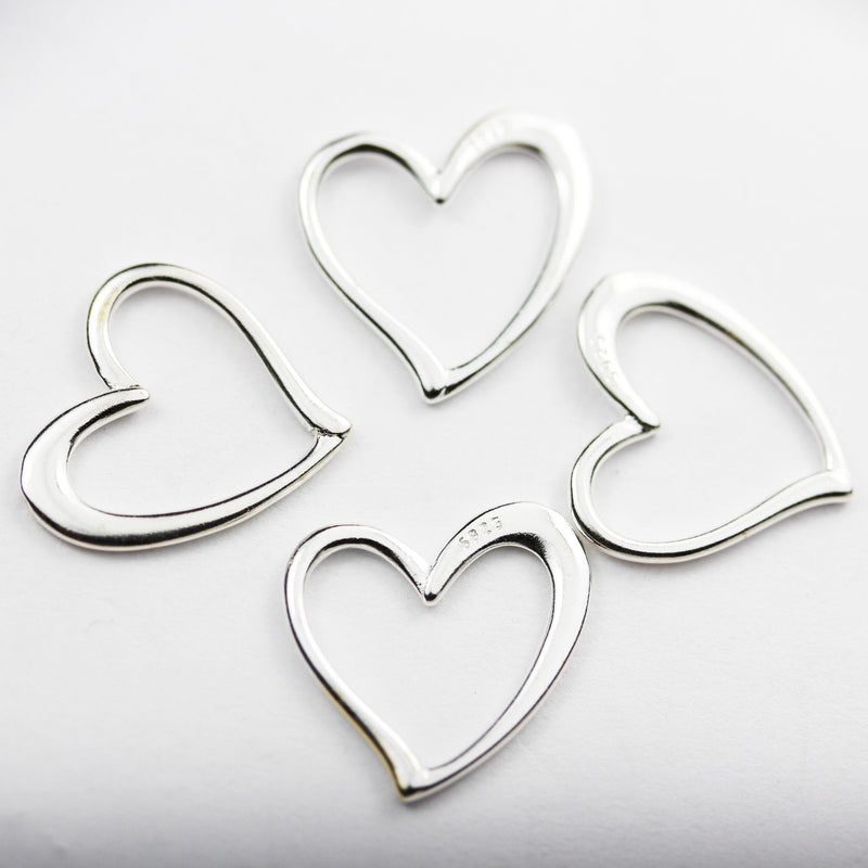 Charm 4pcs Heart 925 Sterling Silver Jewellery findings Charm Beads ,15*16mm Heart charm