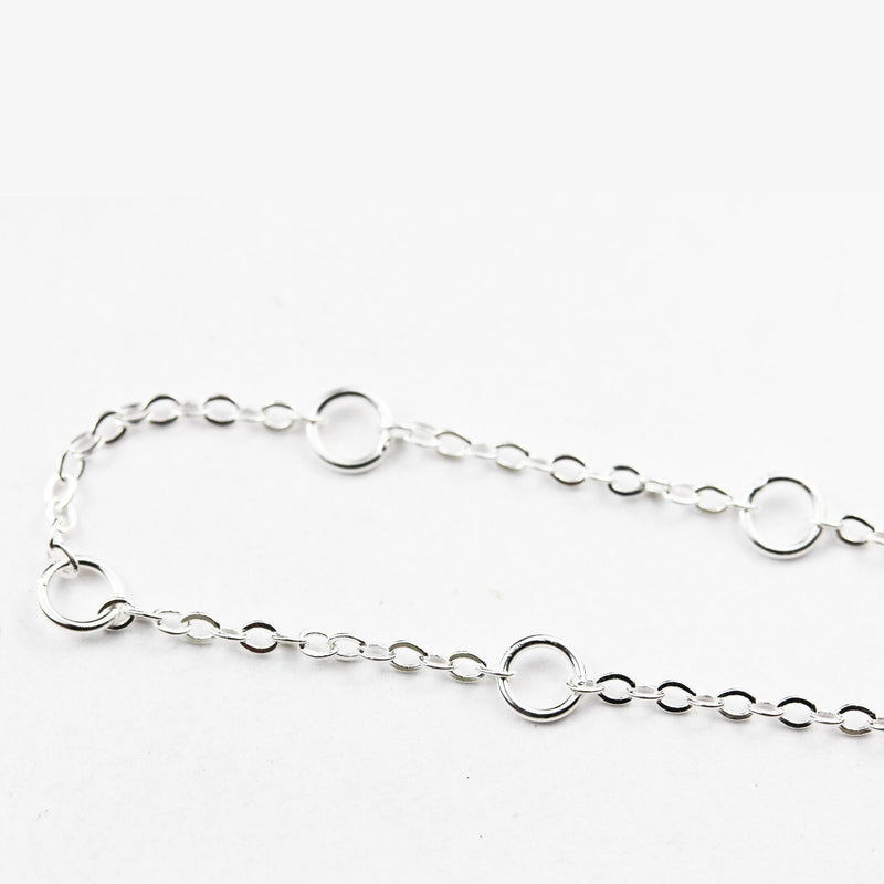 925 sterling silver chain for easy making charm anklet, 7.5inch +2 inch extension bracelet chain,1mm thickness