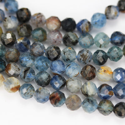 Natural Kyanite,  3mm faceted round natural  gemstone beads, 15.5", 0.6mm hole, about 110 beads