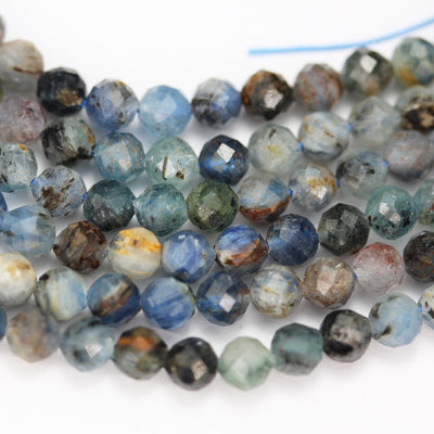 Natural Kyanite,  3mm faceted round natural  gemstone beads, 15.5", 0.6mm hole, about 110 beads