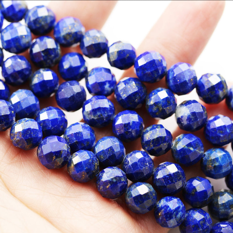 Lapis Lazuli,6.5mm Natural Gemstone Faceted Round, 7.5inch, about 32beads,1mm hole