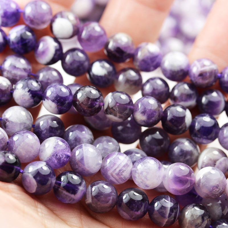 Amethyst,6/8/10mm Round Natural Gemstone Beads One full strand ,about 65/50/40pcspcs beads , 16"