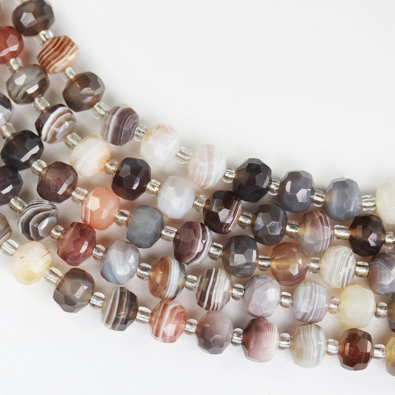 Natural Botswana Agate, 6*8mm Faceted Rondelle Gemstone Strand,7.5 inch , about 22 beads, hole1mm