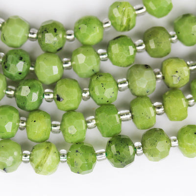 Natural Canadian Jade, 6*8mm Faceted Rondelle Gemstone Strand,7.5 inch , about 22 beads, hole1mm