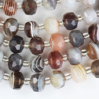 Natural Botswana Agate, 6*8mm Faceted Rondelle Gemstone Strand,7.5 inch , about 22 beads, hole1mm