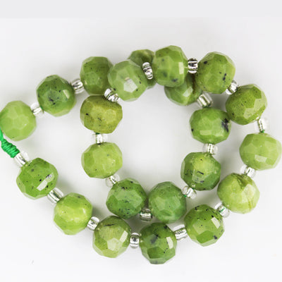 Natural Canadian Jade, 6*8mm Faceted Rondelle Gemstone Strand,7.5 inch , about 22 beads, hole1mm