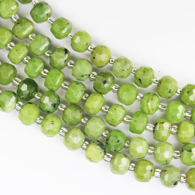 Natural Canadian Jade, 6*8mm Faceted Rondelle Gemstone Strand,7.5 inch , about 22 beads, hole1mm