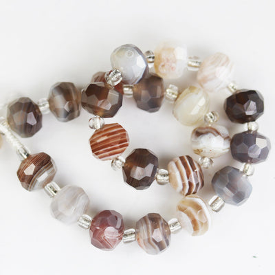 Natural Botswana Agate, 6*8mm Faceted Rondelle Gemstone Strand,7.5 inch , about 22 beads, hole1mm