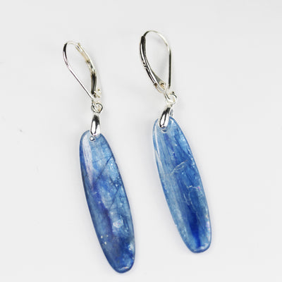 Kyanite, One pair 31* 8mm Oval Natural Gemstone Beads, Earring making drop, 2mm thick, hole1mm