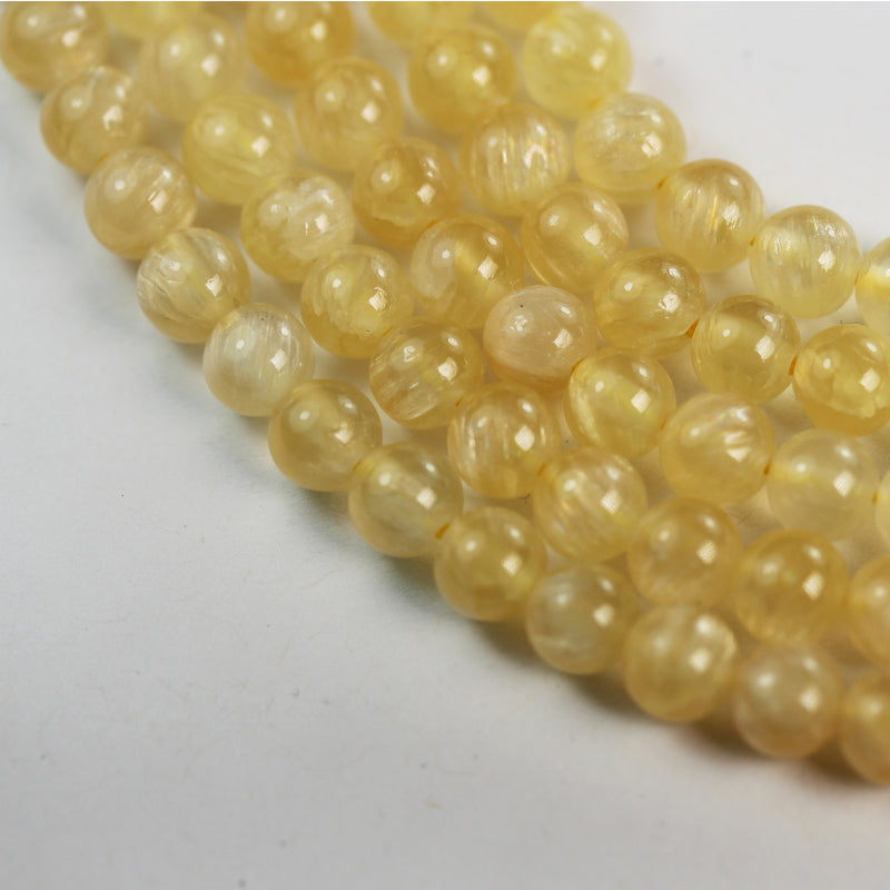 Natural Yellow Calcite, 6mm  round  gemstone,One full strand 65 beads , Gemstone beads, 16", 1mm hole