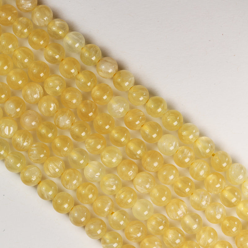 Natural Yellow Calcite, 6mm  round  gemstone,One full strand 65 beads , Gemstone beads, 16", 1mm hole