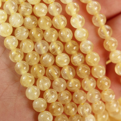 Natural Yellow Calcite, 6mm  round  gemstone,One full strand 65 beads , Gemstone beads, 16", 1mm hole